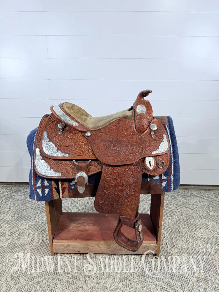 16.5” J. Black Maker Custom Western Pleasure Show Saddle Hand Tooled - FQHB