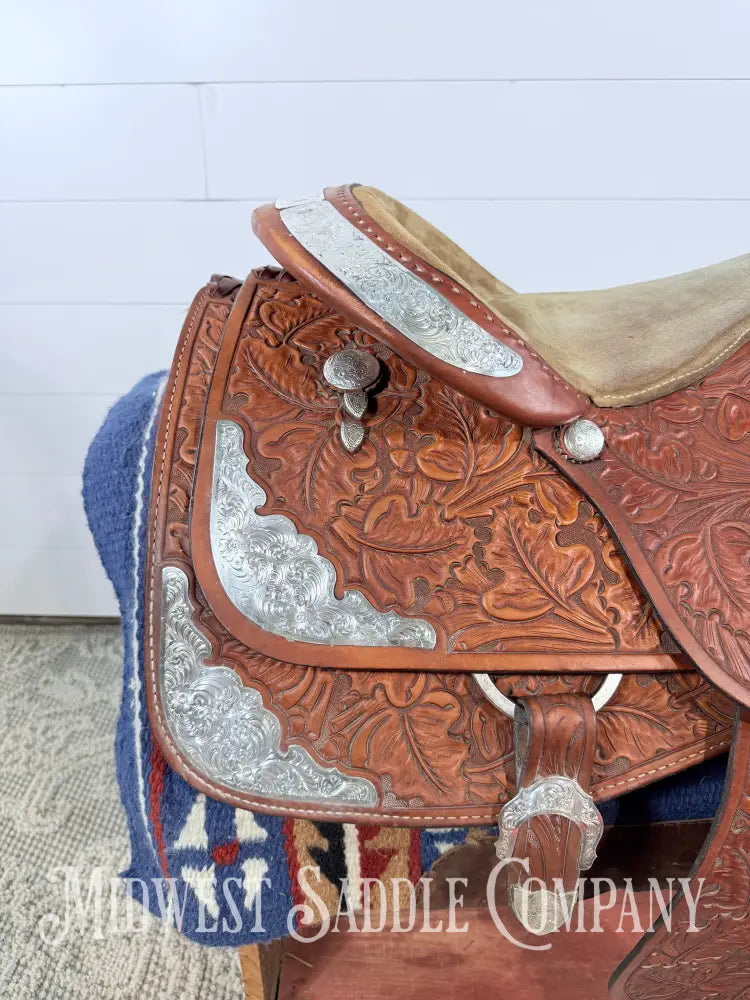 16.5” J. Black Maker Custom Western Pleasure Show Saddle Hand Tooled - FQHB