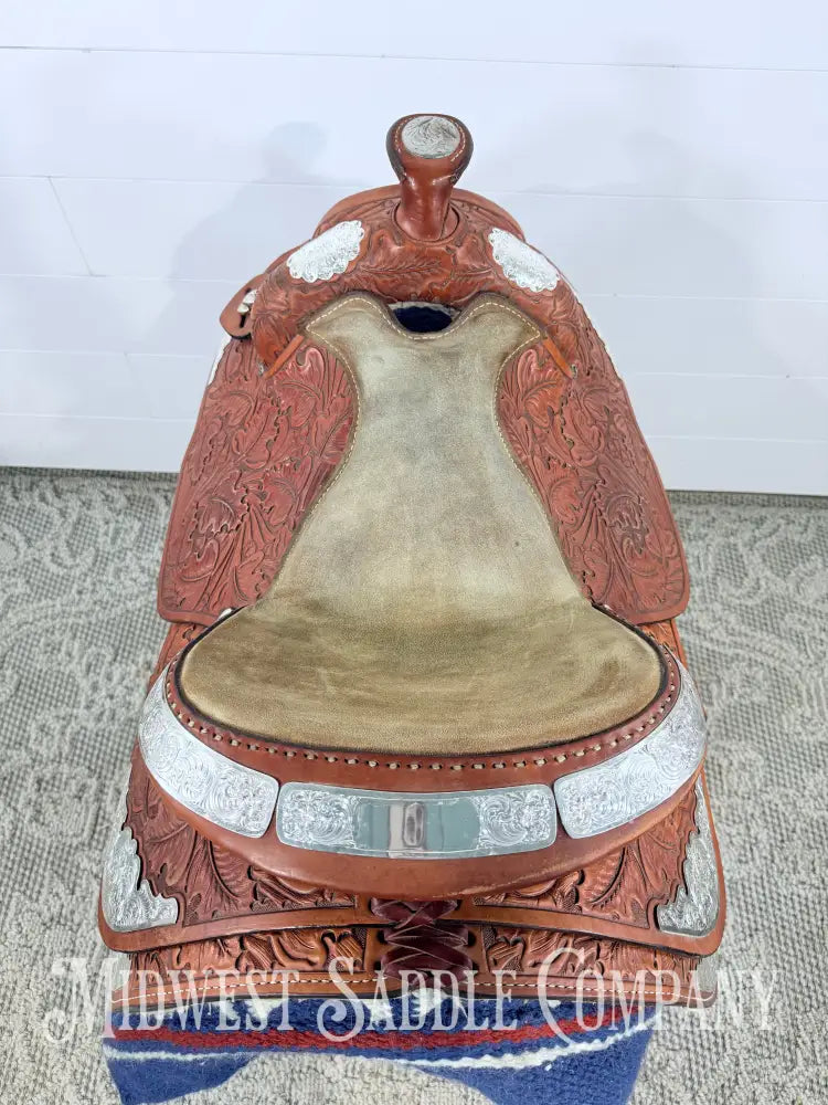 16.5” J. Black Maker Custom Western Pleasure Show Saddle Hand Tooled - FQHB