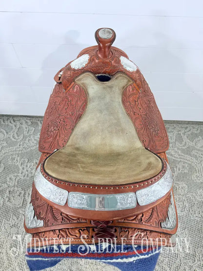 16.5” J. Black Maker Custom Western Pleasure Show Saddle Hand Tooled - FQHB