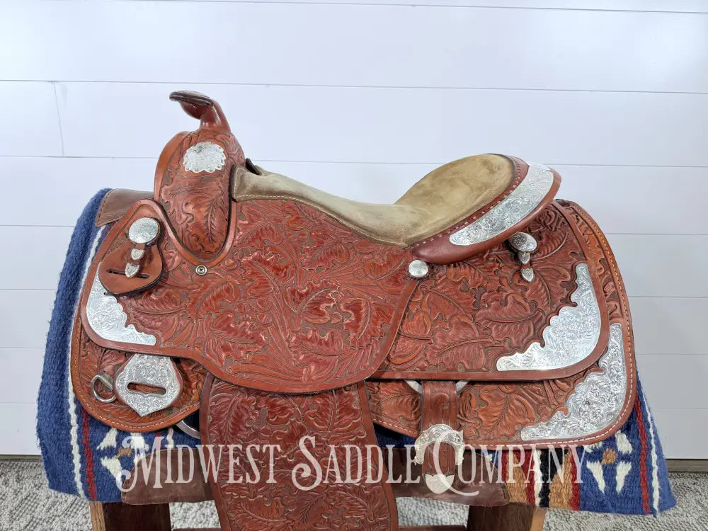 16.5” J. Black Maker Custom Western Pleasure Show Saddle Hand Tooled - FQHB
