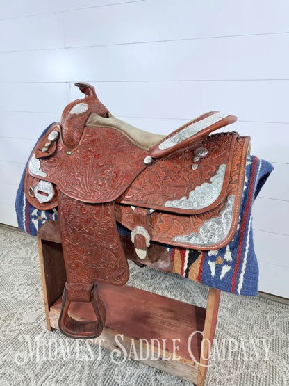 16.5” J. Black Maker Custom Western Pleasure Show Saddle Hand Tooled - FQHB