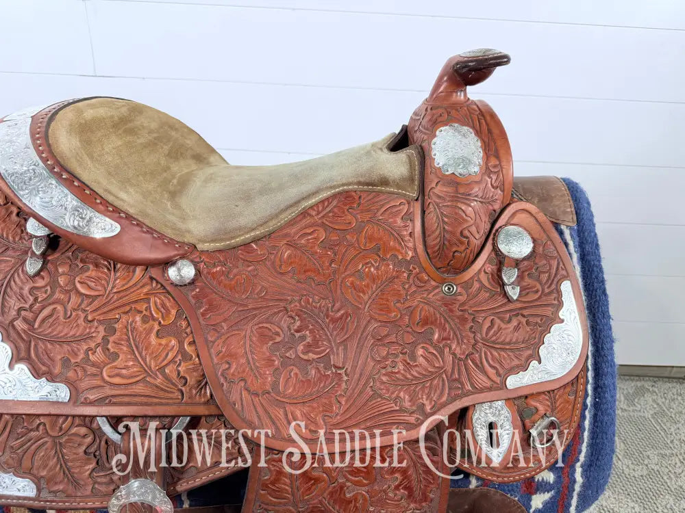 16.5” J. Black Maker Custom Western Pleasure Show Saddle Hand Tooled - FQHB