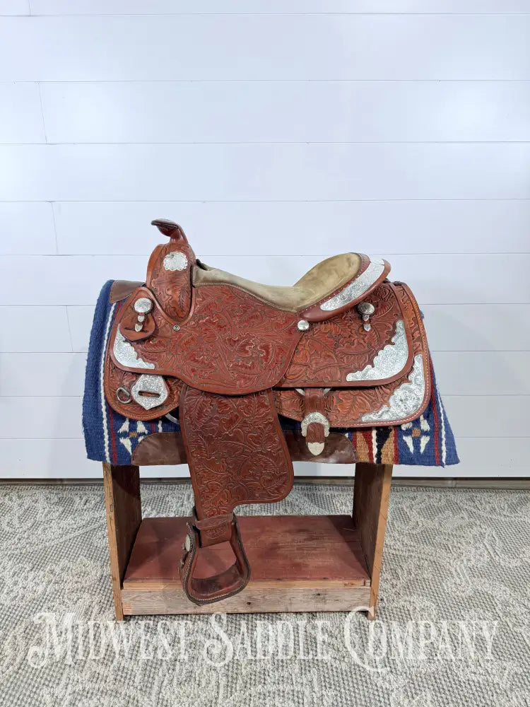 16.5” J. Black Maker Custom Western Pleasure Show Saddle Hand Tooled - FQHB