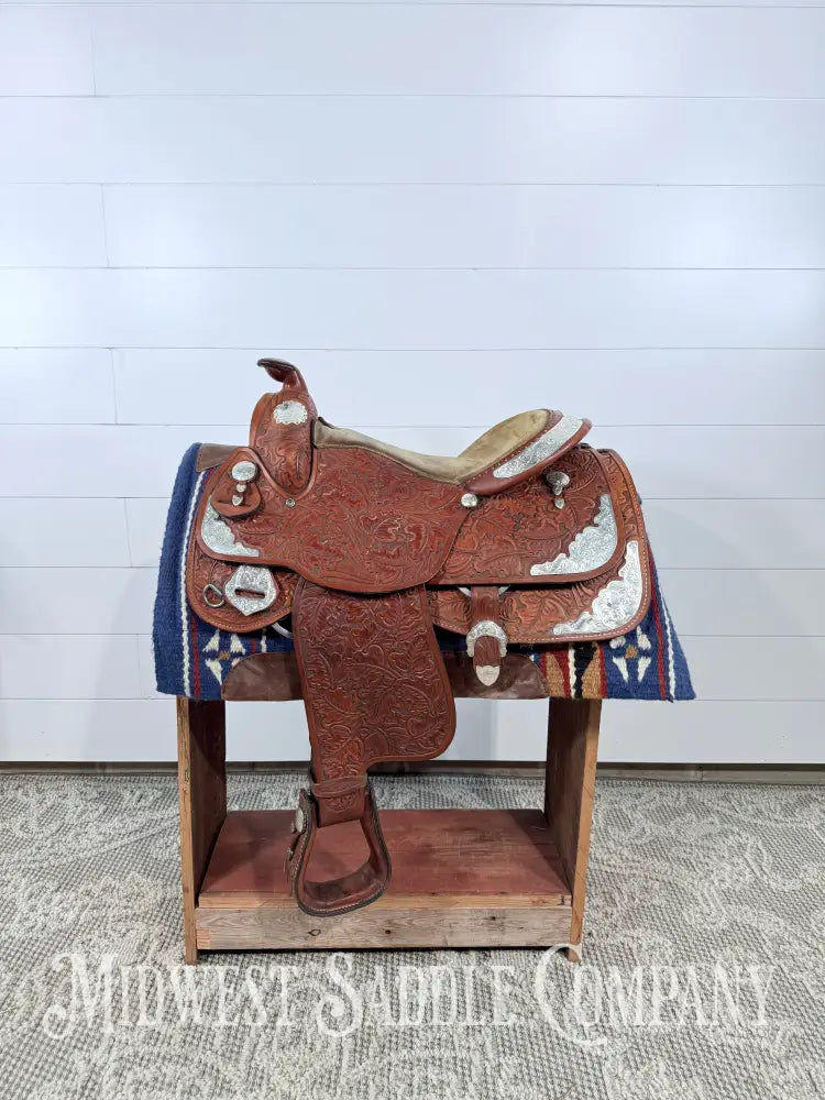 16.5” J. Black Maker Custom Western Pleasure Show Saddle Hand Tooled - FQHB