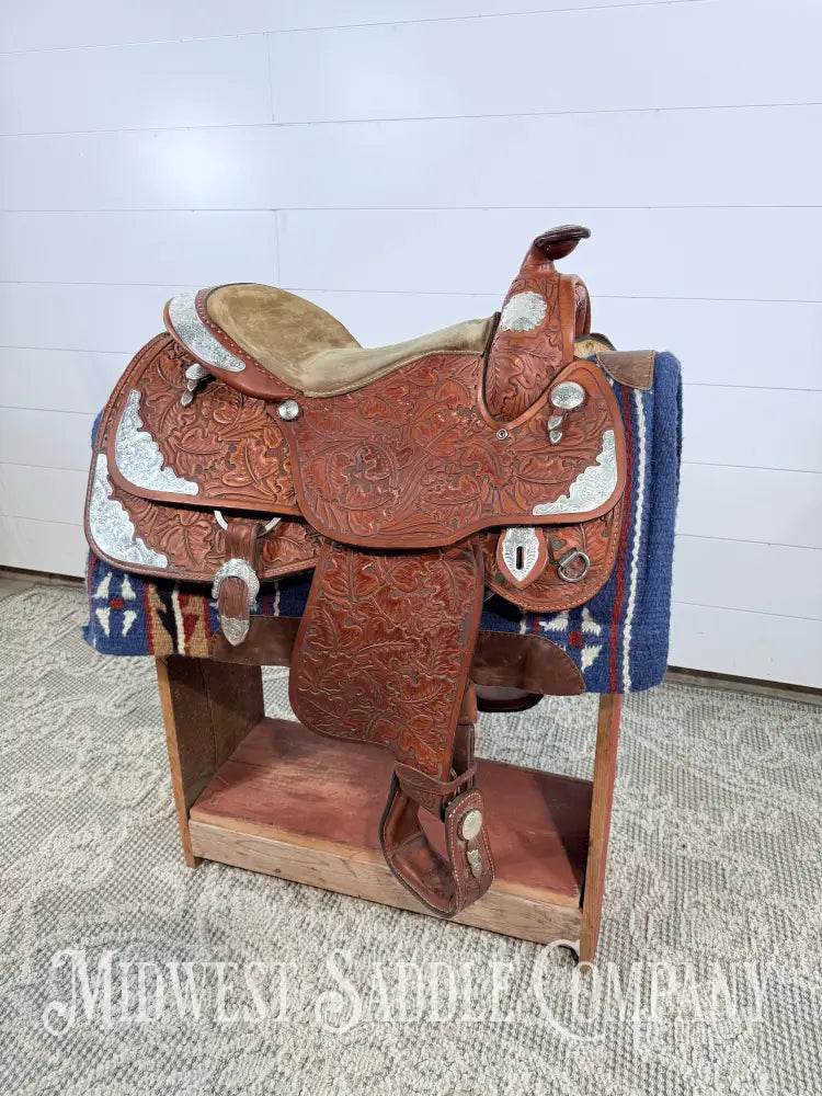 16.5” J. Black Maker Custom Western Pleasure Show Saddle Hand Tooled - FQHB