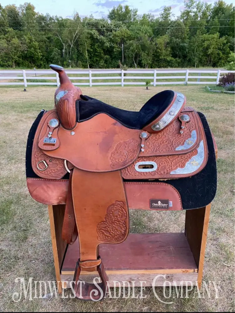 16’’ Big Horn Western Pleasure Silver Show Saddle