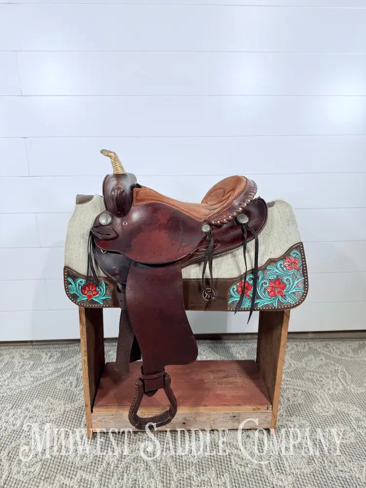 16” Blue Ridge Saddlery Western Barrel Saddle - 7” Gullet FQHB 16” / 6.5” Western Saddle