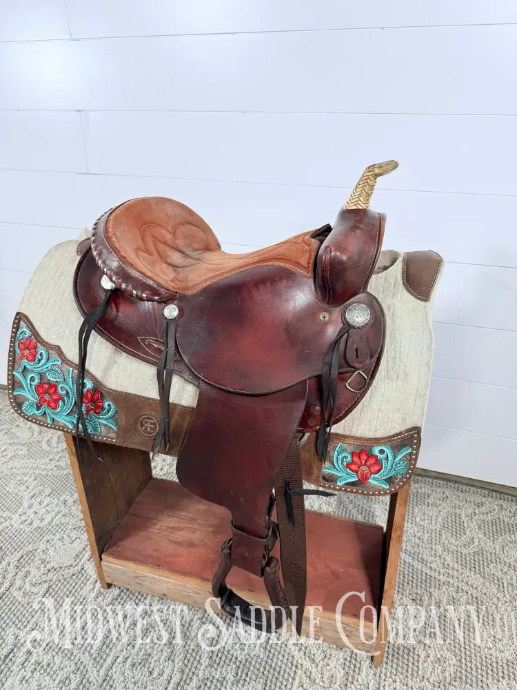 16” Blue Ridge Saddlery Western Barrel Saddle - 7” Gullet FQHB 16” / 6.5” Western Saddle