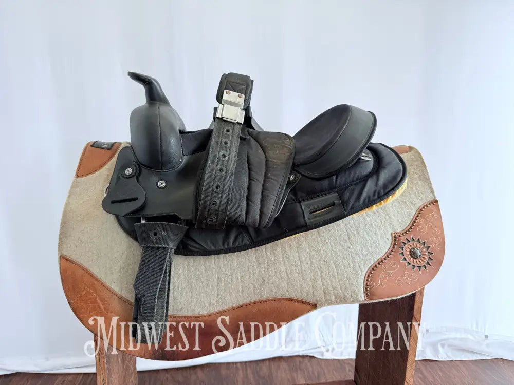 16” Circle P Black Synthetic Western Trail Saddle Lightweight Durable Western Saddle