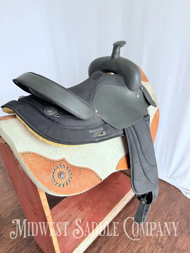 16” Circle P Black Synthetic Western Trail Saddle Lightweight Durable Western Saddle