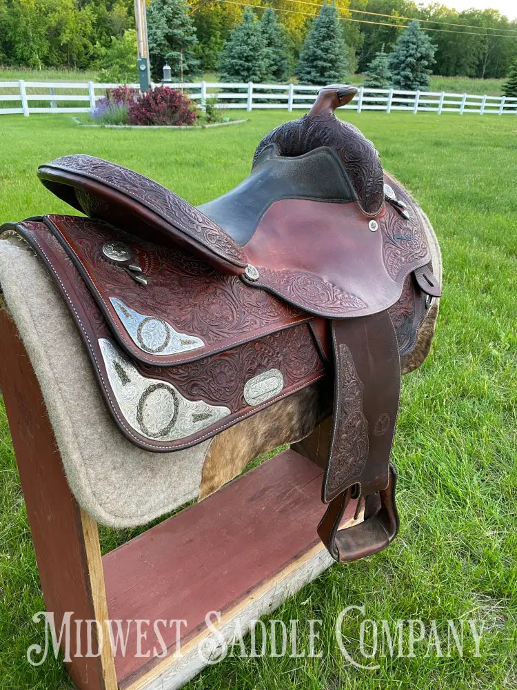 16’ Circle Y Equitation Western Horse Show Saddle - Engraved Silver Raised Gold Star