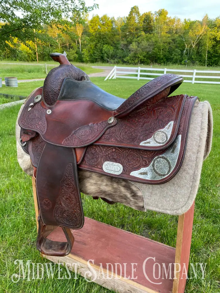 16’ Circle Y Equitation Western Horse Show Saddle - Engraved Silver Raised Gold Star
