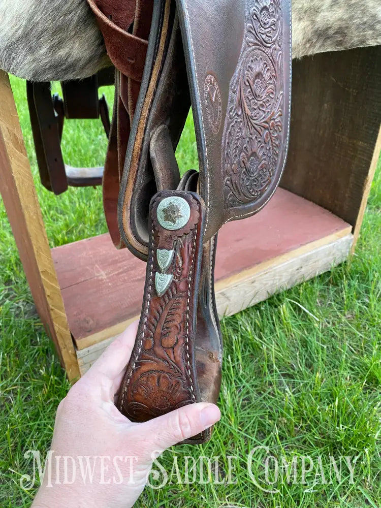 16’ Circle Y Equitation Western Horse Show Saddle - Engraved Silver Raised Gold Star