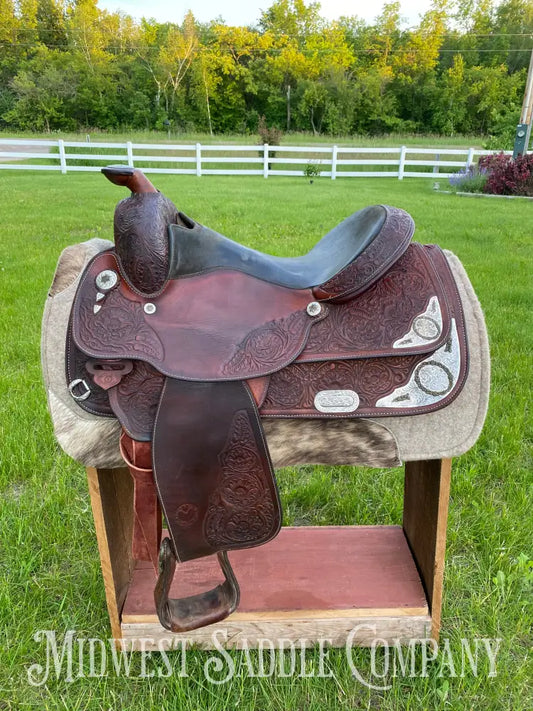 16’ Circle Y Equitation Western Horse Show Saddle - Engraved Silver Raised Gold Star
