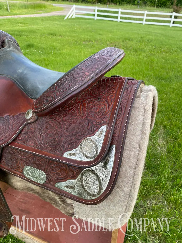 16’ Circle Y Equitation Western Horse Show Saddle - Engraved Silver Raised Gold Star