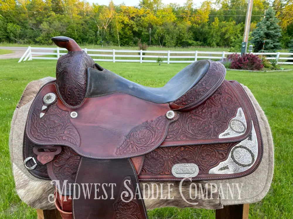 16’ Circle Y Equitation Western Horse Show Saddle - Engraved Silver Raised Gold Star
