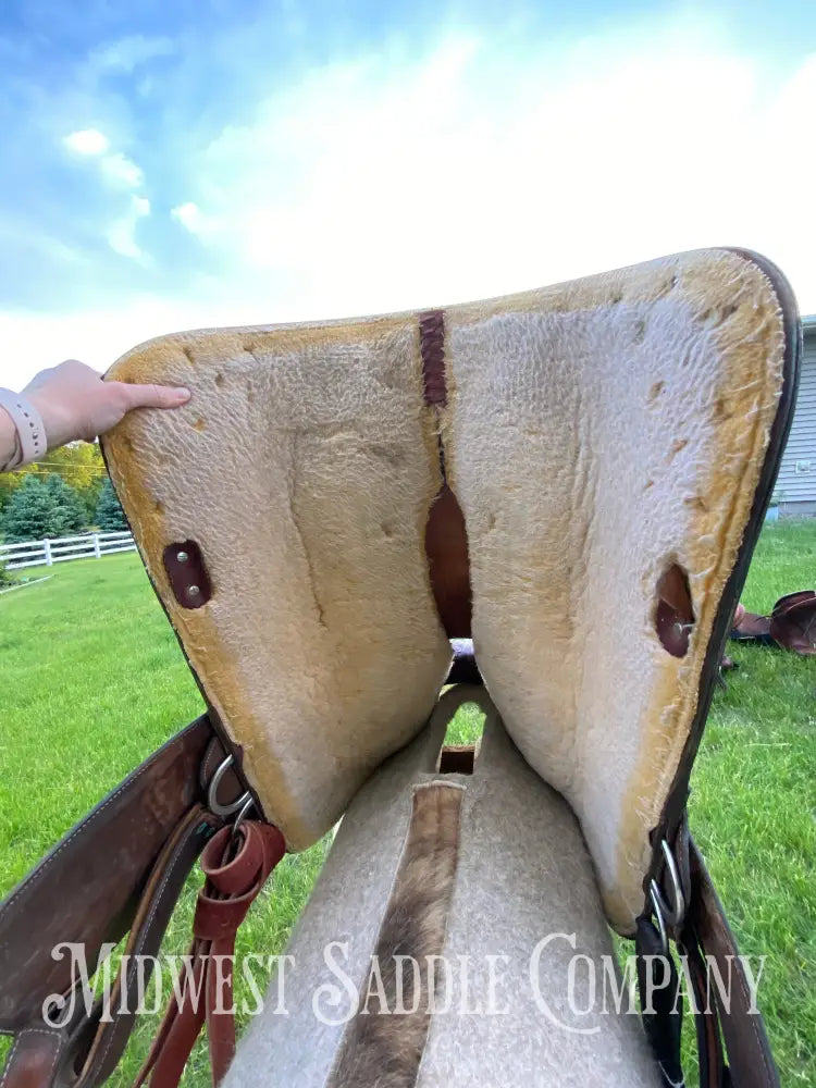 16’ Circle Y Equitation Western Horse Show Saddle - Engraved Silver Raised Gold Star