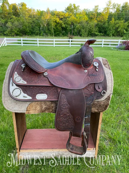 16’ Circle Y Equitation Western Horse Show Saddle - Engraved Silver Raised Gold Star