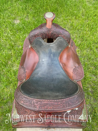 16’ Circle Y Equitation Western Horse Show Saddle - Engraved Silver Raised Gold Star