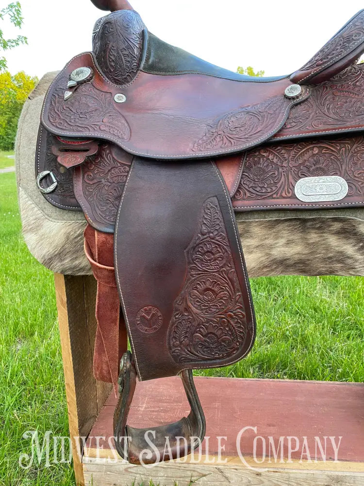 16’ Circle Y Equitation Western Horse Show Saddle - Engraved Silver Raised Gold Star