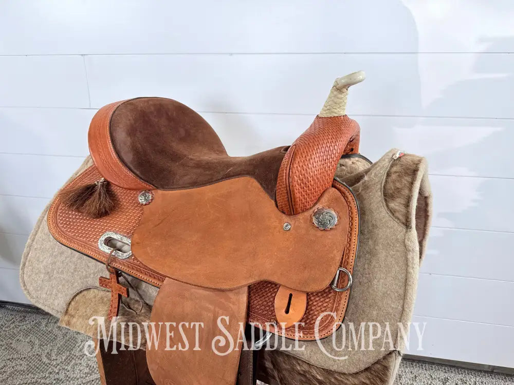 16” Circle Y Western Barrel Saddle Wide Tree FQHB 7” Gullet - 16” / 7” - Western Saddle