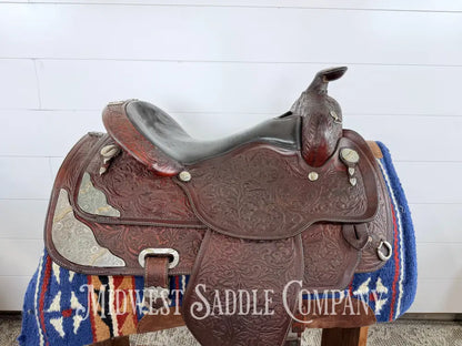 16” Circle Y Western Equitation Silver Show Saddle Dark Oil 6.5” Gullet - Western Saddle