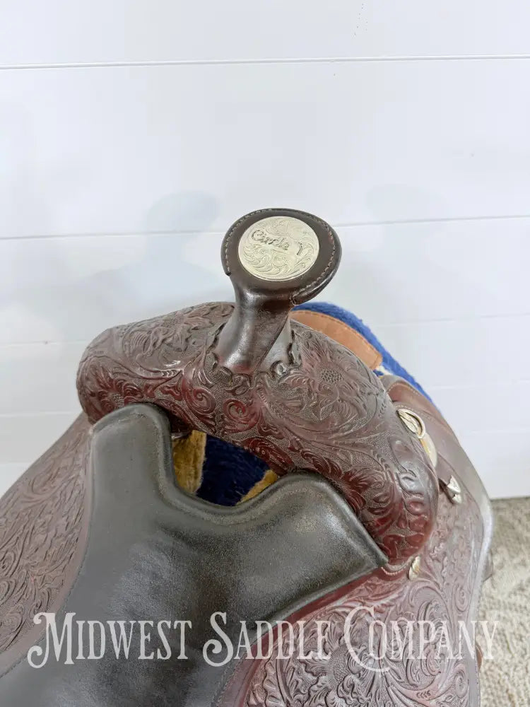 16” Circle Y Western Equitation Silver Show Saddle Dark Oil 6.5” Gullet - Western Saddle