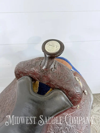 16” Circle Y Western Equitation Silver Show Saddle Dark Oil 6.5” Gullet - Western Saddle