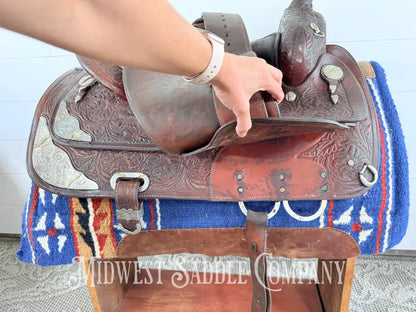 16” Circle Y Western Equitation Silver Show Saddle Dark Oil 6.5” Gullet - Western Saddle