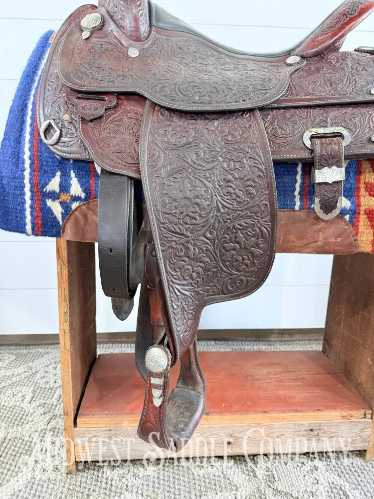 16” Circle Y Western Equitation Silver Show Saddle Dark Oil 6.5” Gullet - Western Saddle