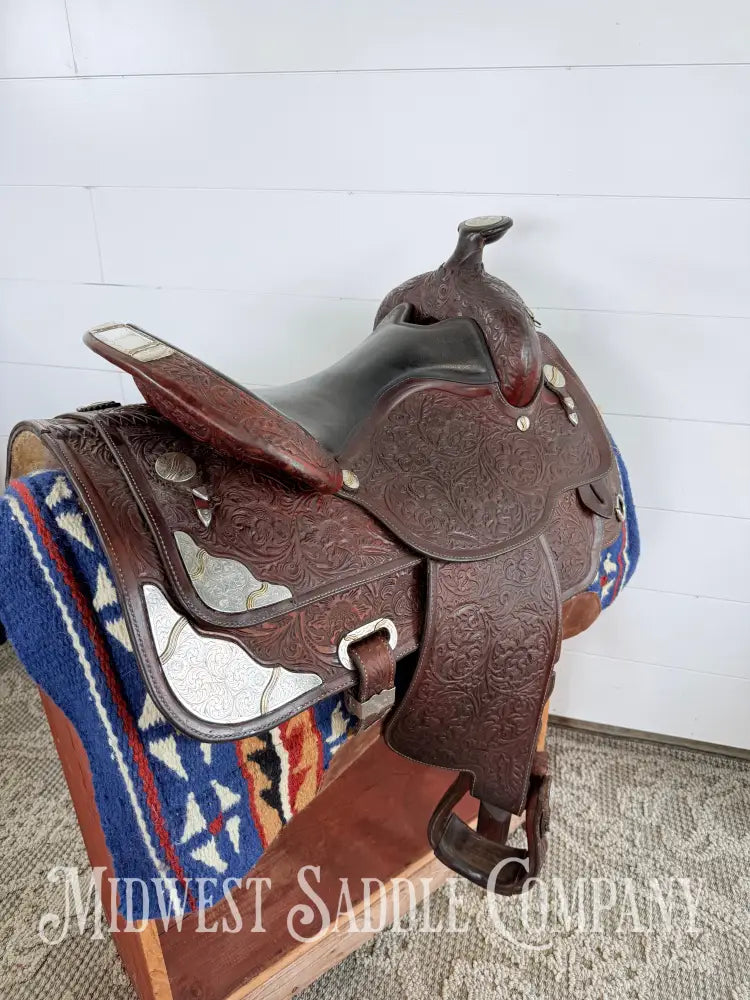 16” Circle Y Western Equitation Silver Show Saddle Dark Oil 6.5” Gullet - Western Saddle