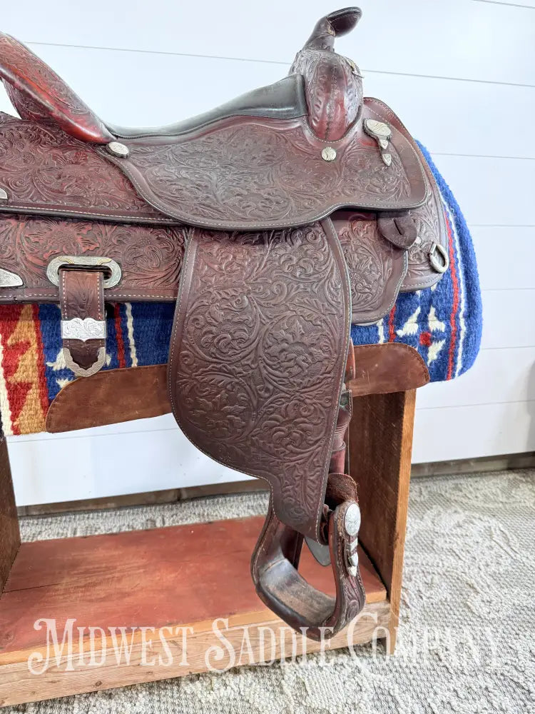 16” Circle Y Western Equitation Silver Show Saddle Dark Oil 6.5” Gullet - Western Saddle