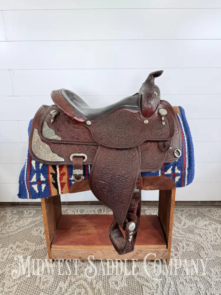 16” Circle Y Western Equitation Silver Show Saddle Dark Oil 6.5” Gullet - Western Saddle