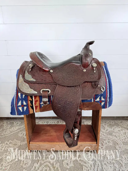 16” Circle Y Western Equitation Silver Show Saddle Dark Oil 6.5” Gullet - Western Saddle
