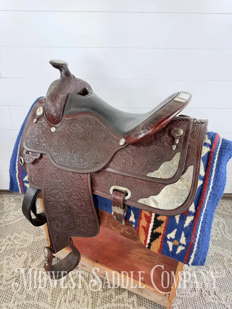 16” Circle Y Western Equitation Silver Show Saddle Dark Oil 6.5” Gullet - Western Saddle