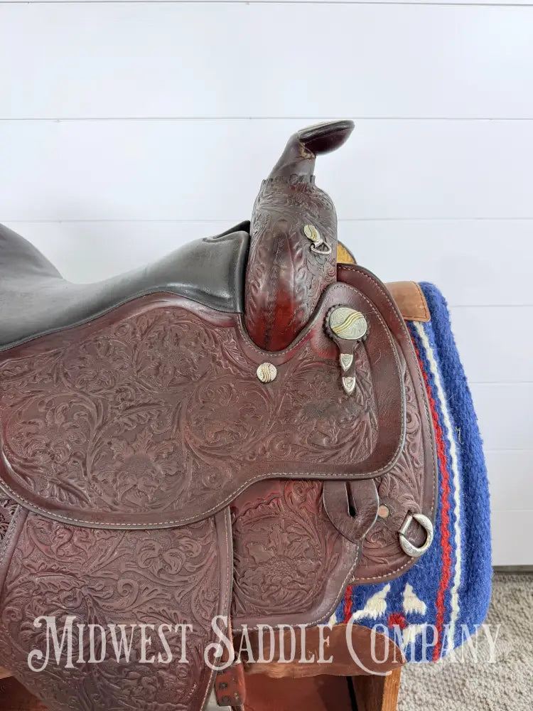 16” Circle Y Western Equitation Silver Show Saddle Dark Oil 6.5” Gullet - Western Saddle