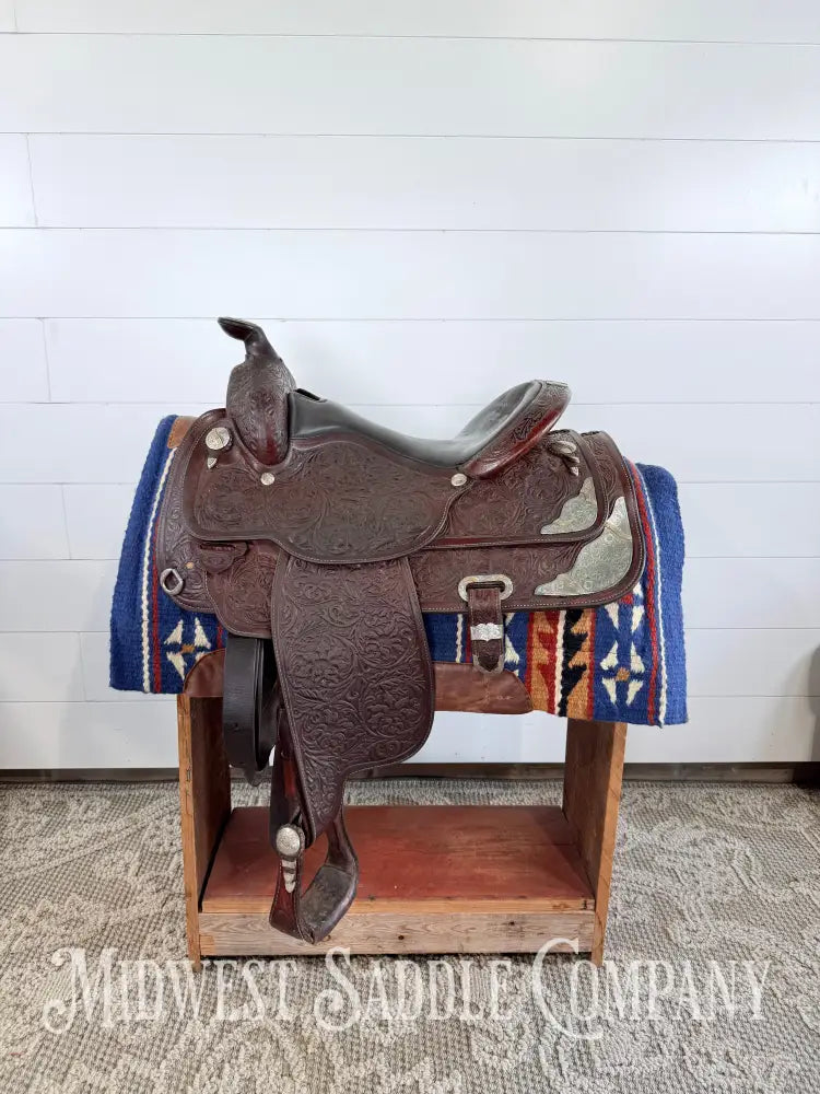 16” Circle Y Western Equitation Silver Show Saddle Dark Oil 6.5” Gullet - Western Saddle