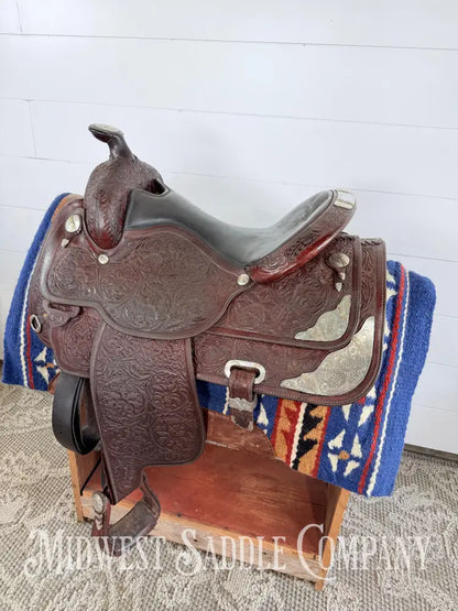 16” Circle Y Western Equitation Silver Show Saddle Dark Oil 6.5” Gullet - Western Saddle