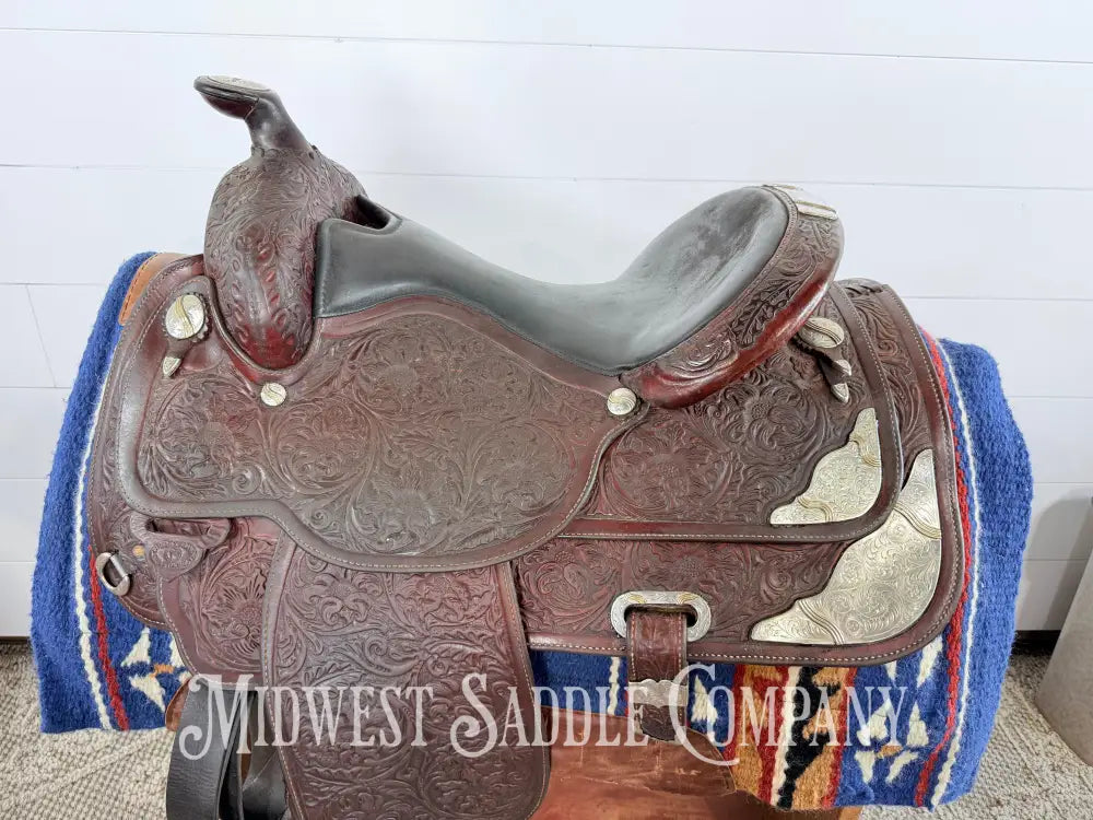 16” Circle Y Western Equitation Silver Show Saddle Dark Oil 6.5” Gullet - Western Saddle
