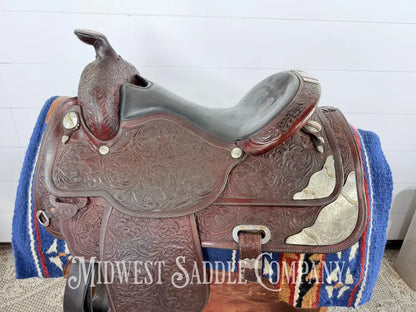 16” Circle Y Western Equitation Silver Show Saddle Dark Oil 6.5” Gullet - Western Saddle