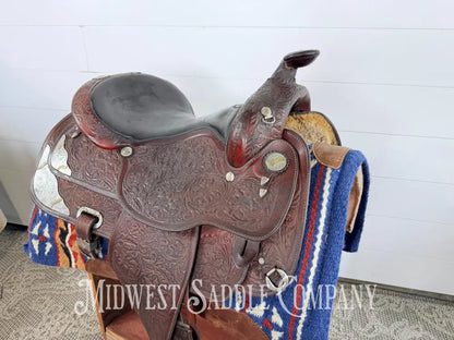 16” Circle Y Western Equitation Silver Show Saddle Dark Oil 6.5” Gullet - Western Saddle