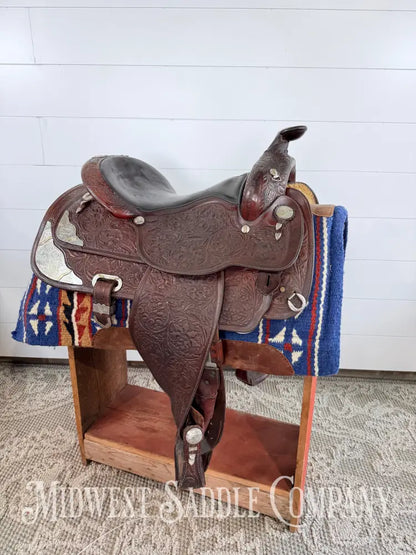 16” Circle Y Western Equitation Silver Show Saddle Dark Oil 6.5” Gullet - Western Saddle