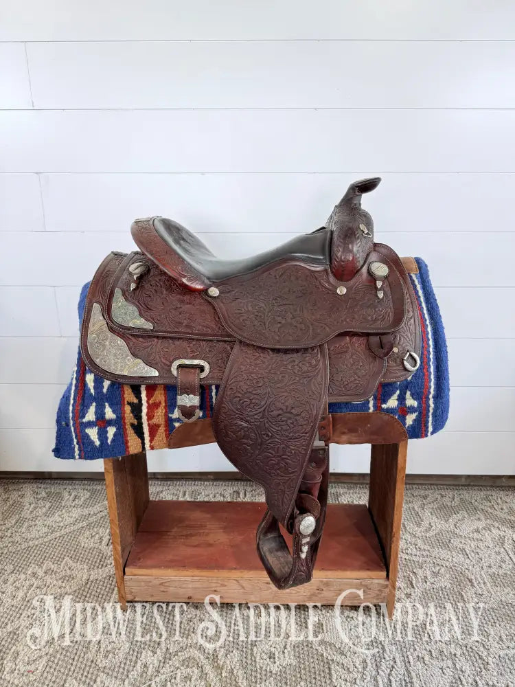 16” Circle Y Western Equitation Silver Show Saddle Dark Oil 6.5” Gullet - Western Saddle