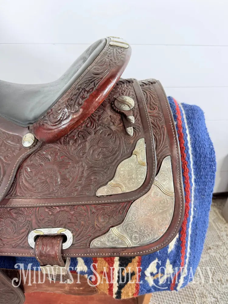 16” Circle Y Western Equitation Silver Show Saddle Dark Oil 6.5” Gullet - Western Saddle