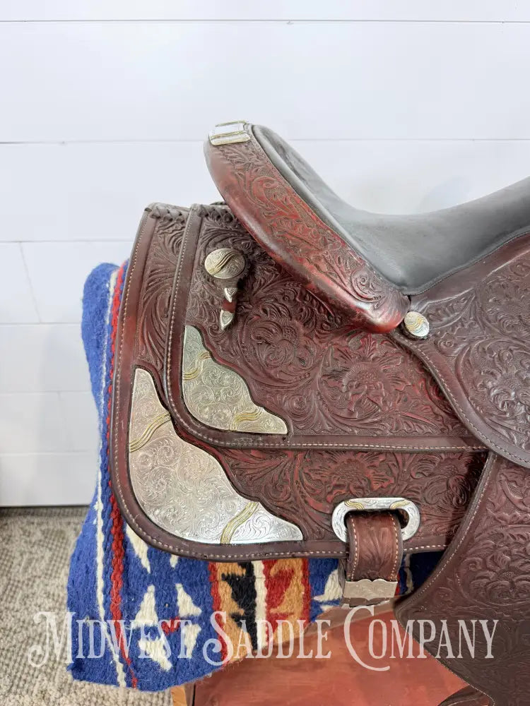 16” Circle Y Western Equitation Silver Show Saddle Dark Oil 6.5” Gullet - Western Saddle