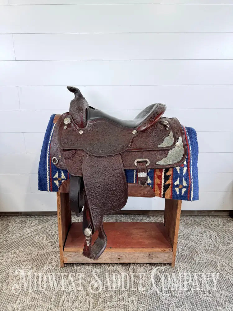 16” Circle Y Western Equitation Silver Show Saddle Dark Oil 6.5” Gullet - Western Saddle
