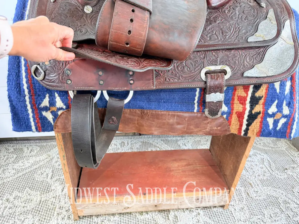 16” Circle Y Western Equitation Silver Show Saddle Dark Oil 6.5” Gullet - Western Saddle