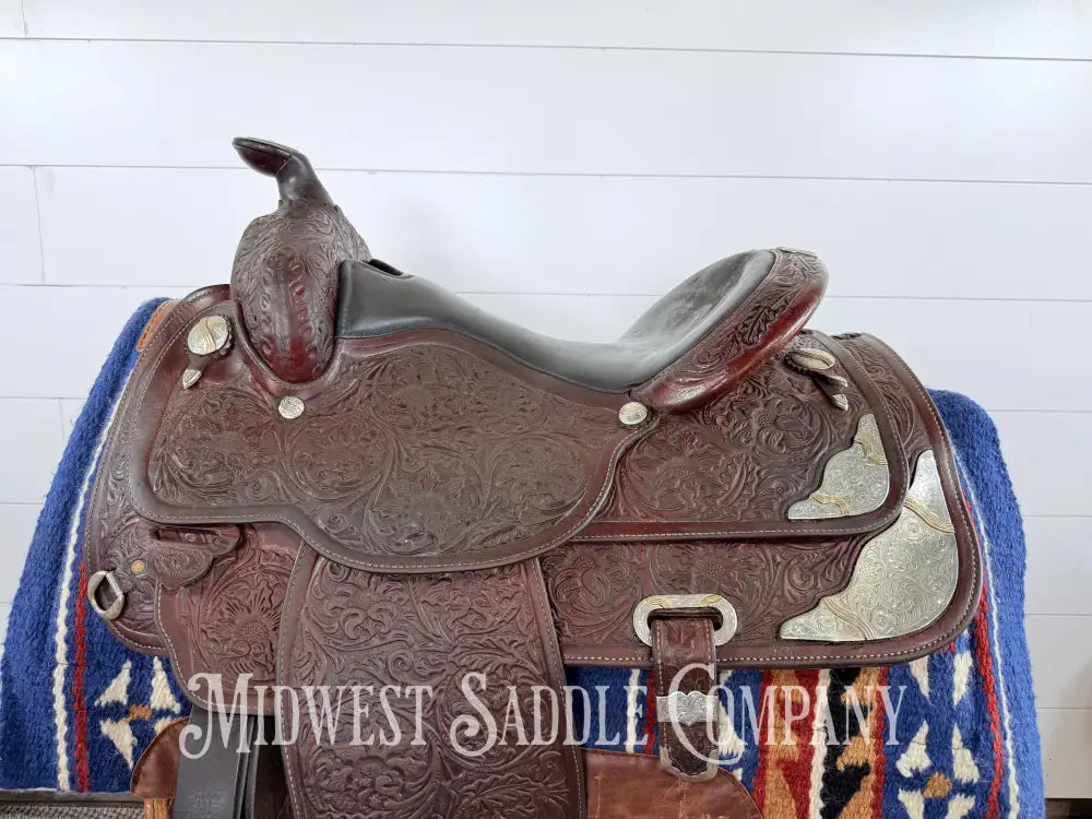 16” Circle Y Western Equitation Silver Show Saddle Dark Oil 6.5” Gullet - Western Saddle
