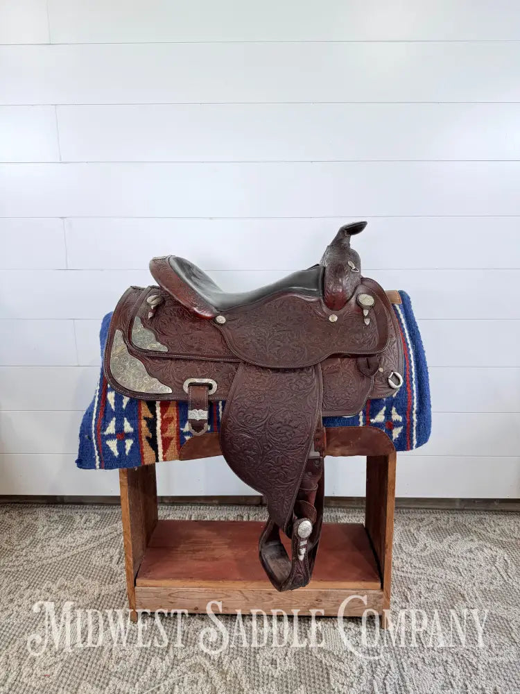 16” Circle Y Western Equitation Silver Show Saddle Dark Oil 6.5” Gullet - Western Saddle